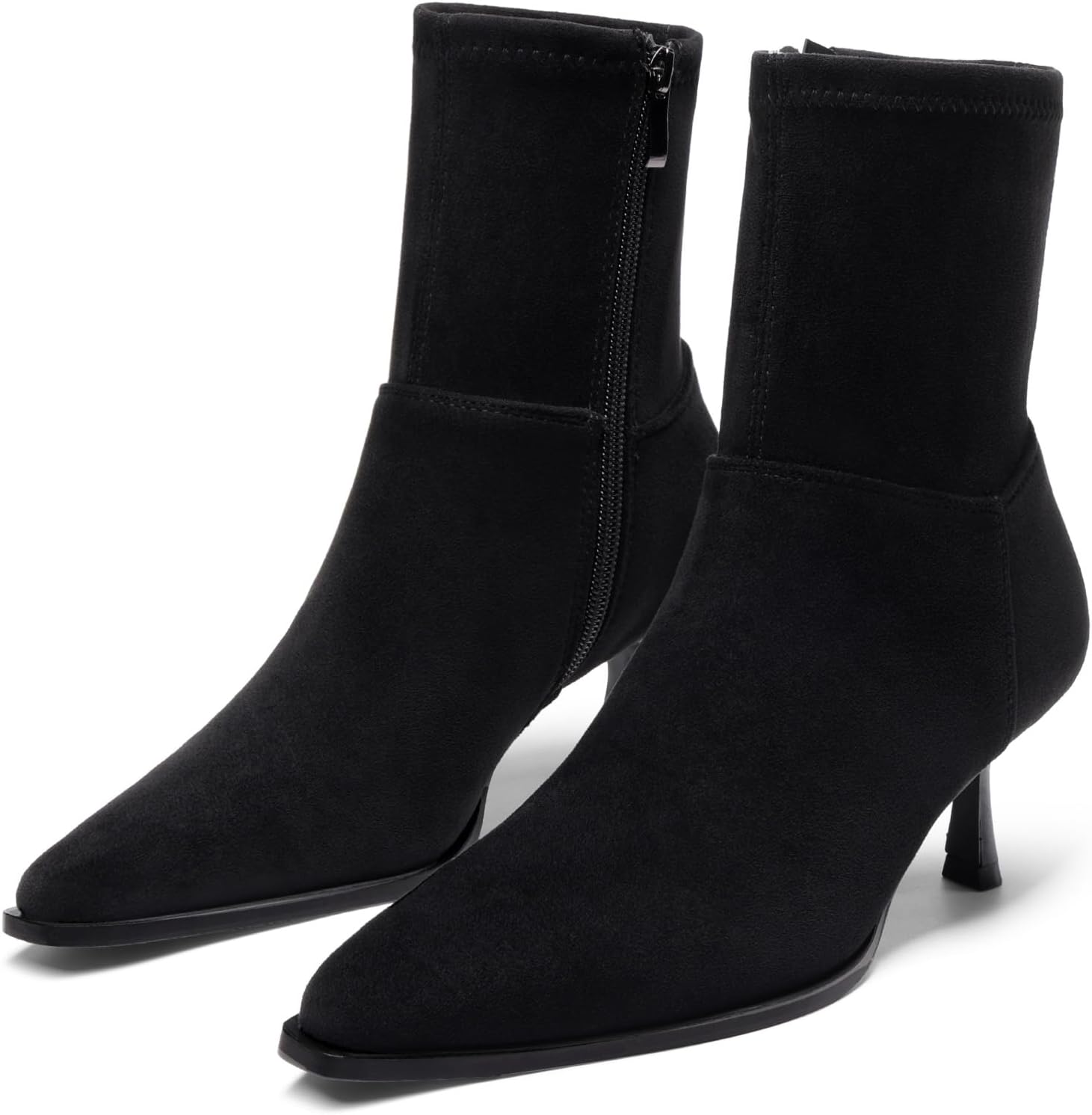 DREAM PAIRS Women's Pointed Toe Kitten Heek Ankle Boots | Side Zipper