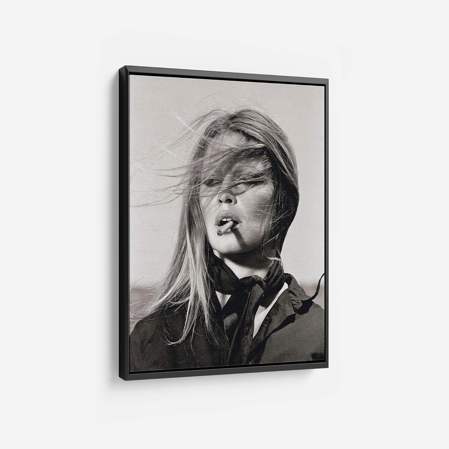 Amk Wood Vintage Fashion Icon Smoking Canvas Wall Art | Black & White